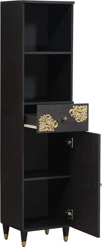 Credenza vidaXL in Mango Nero Massiccio | Mobile Stretto e Robusto