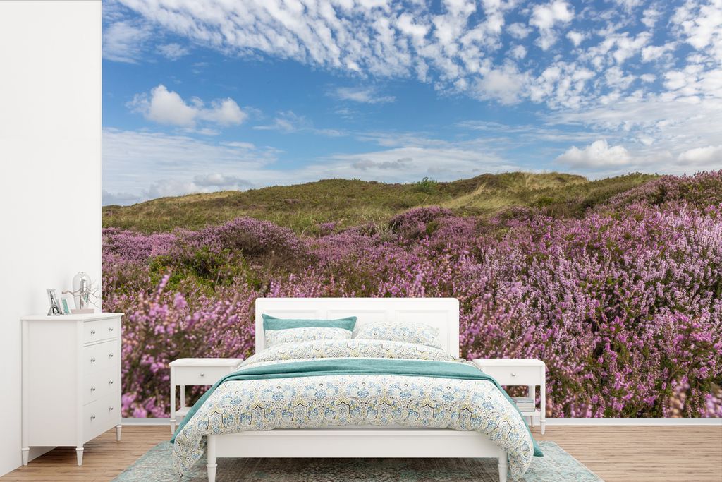 MuchoWow Fototapete für Wohnzimmer oder Schlafzimmer Wandtapete Vinyl Motivtapete Wattenmeer - Heide - Dünen - 420x280 cm - Zimmer für Kinder