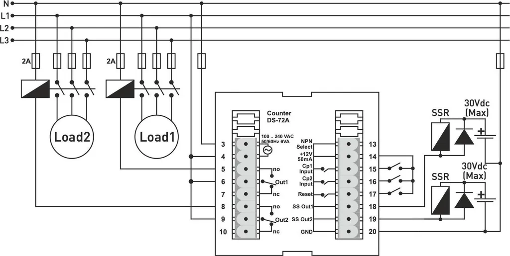 Compteur d'impulsions électronique +/- à affichage digital 6 chiffres