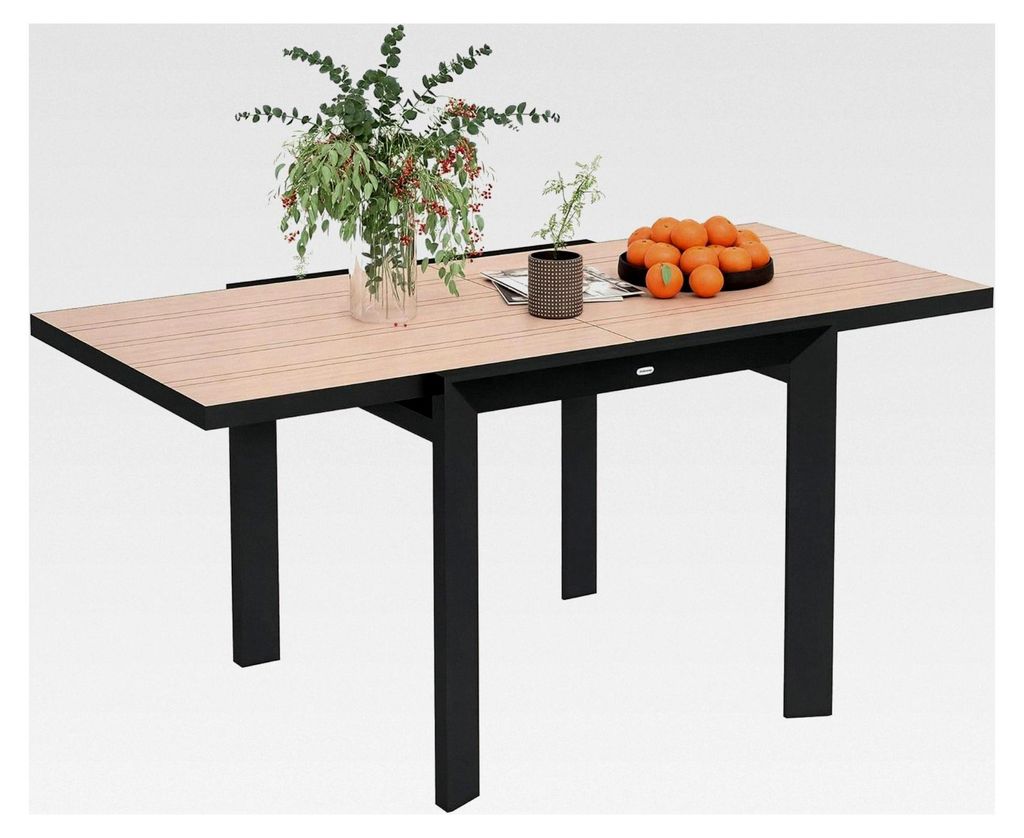Ausziehbarer Gartentisch aus Aluminium 80/160x80 cm wetterfest für Balkon, rutschfest, Buffet- und Campingtisch für 6 Personen, Terrassentisch f...