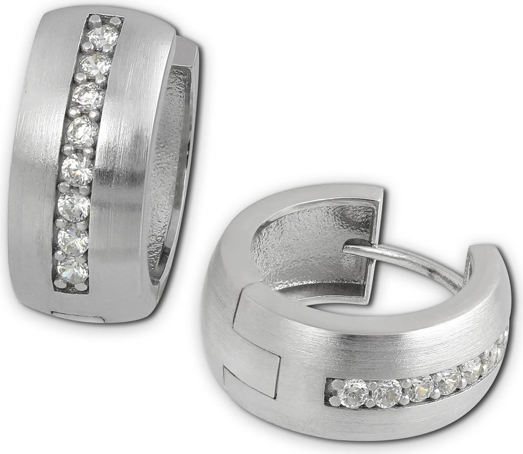 SilberDream Creolen für Damen 925 Silber weiß Zirkonia Ohrringe 15mm SDO349M