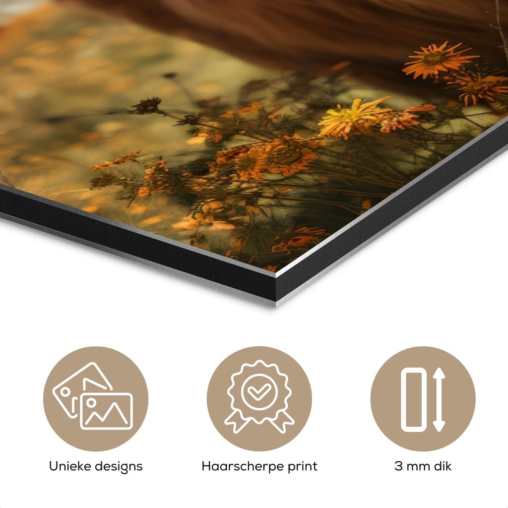 MuchoWow Wanddekoration Metall Metallbild Wandkunst 60x40 cm Schottisches Hochlandrind - Tierporträt - Natur - Tier MuchoWow Aluminium Gemälde - ...