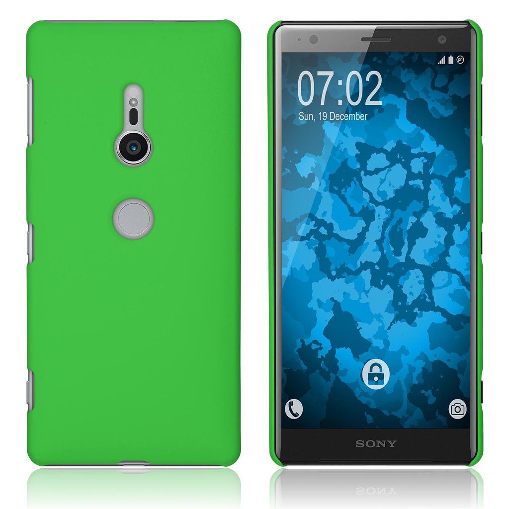 PhoneNatic Case kompatibel mit Sony Xperia XZ2 - Hülle grün gummiert Hard-case Cover