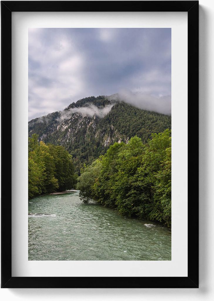 Deutschland Berglandschaft– Wandbild mit Rahmen – Gerahmtes Bild – Wanddekoration – 40x60 cm – Schwarz