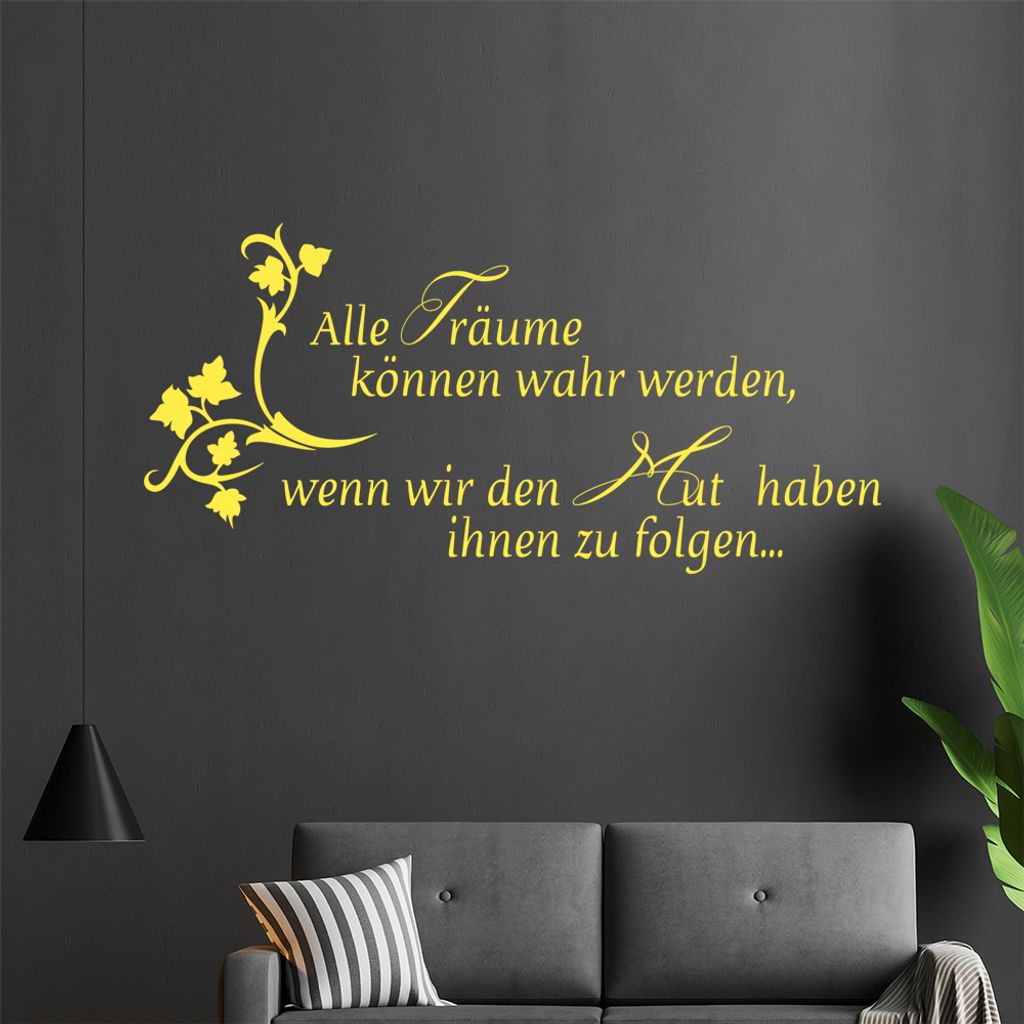 Alle Träume können ... Wandtattoo in 6 Größen - Wandaufkleber Wall Sticker - Dekoration, Küche, Wohnzimmer, Schlafzimmer, Badezimmer