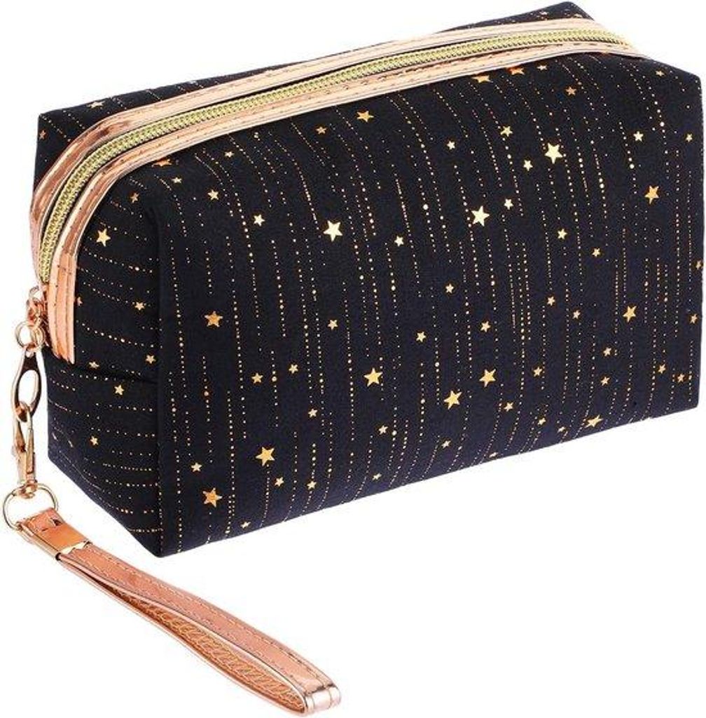Kosmetikbox mit Glitter und Sternen, tragbar und reisebeständig