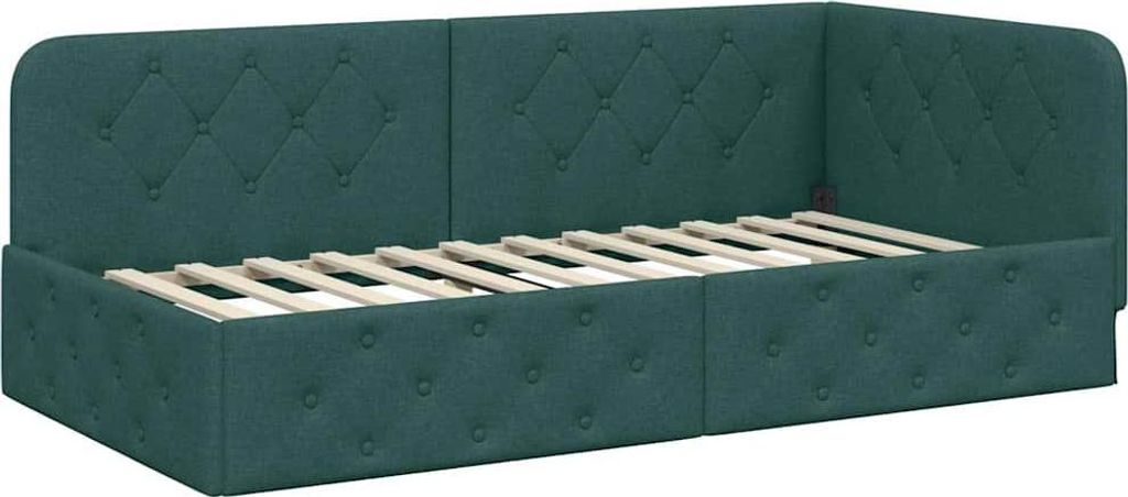 vidaXL Eckbettgestell Dunkelgrün 100 x 200 cm Stoff
