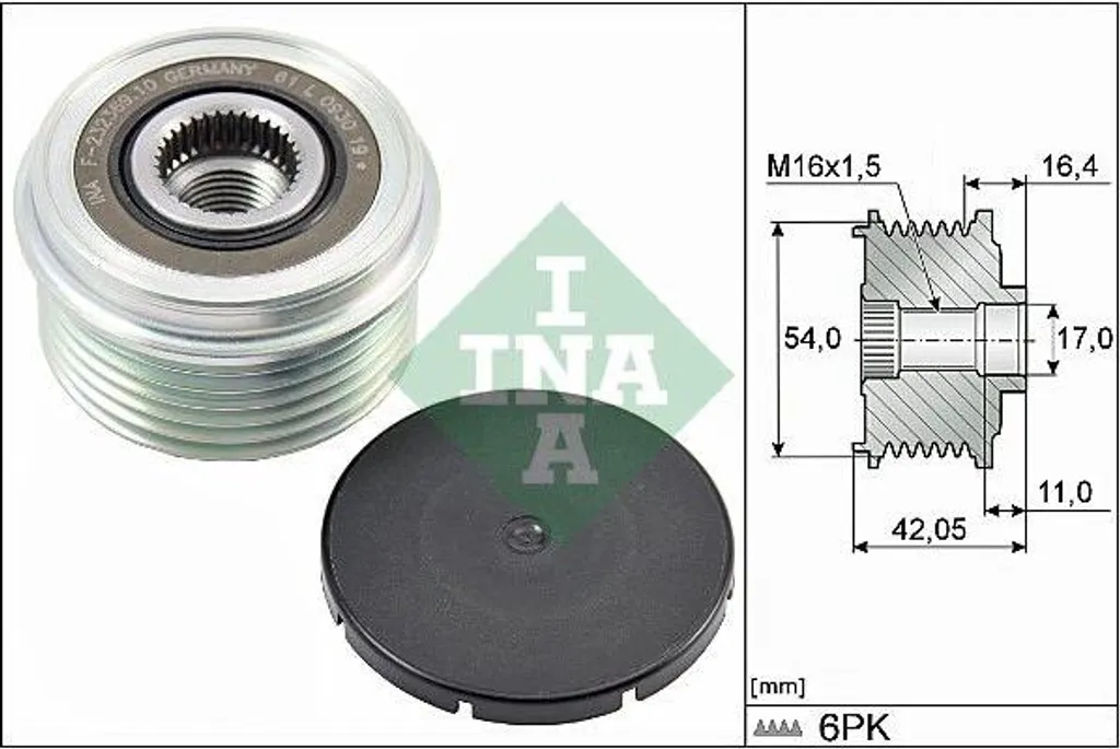 INA 535 0285 10 Ruota Libera Alternatore per Discovery ed Evoque