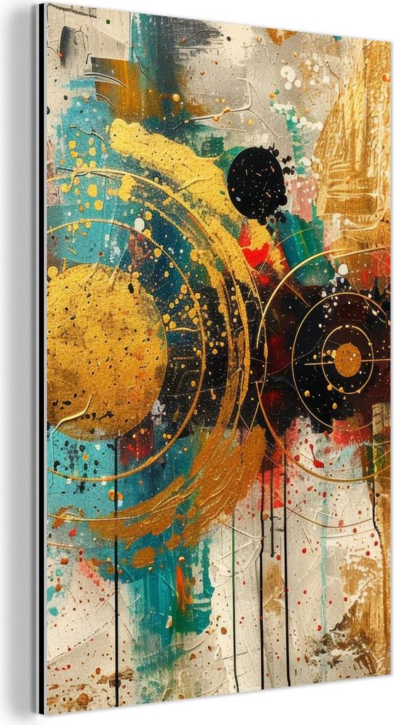 MuchoWow Wanddekoration Metall Metallbild Wandkunst 80x120 cm Kunst - Abstrakt - Ästhetisch - Gold MuchoWow Aluminium Gemälde - Bilder