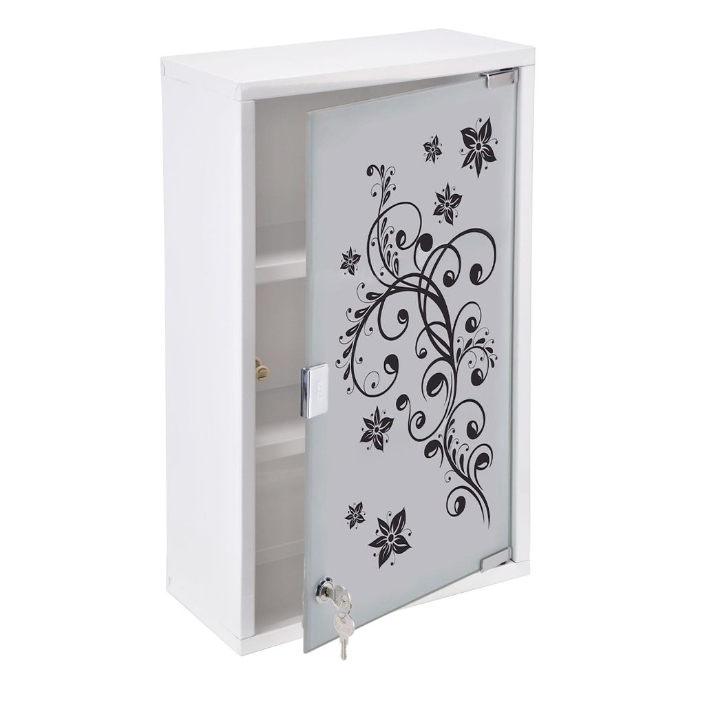 Metall Medizinschrank 50 x 30 cm abschließbar mit Glastür Produktbild 