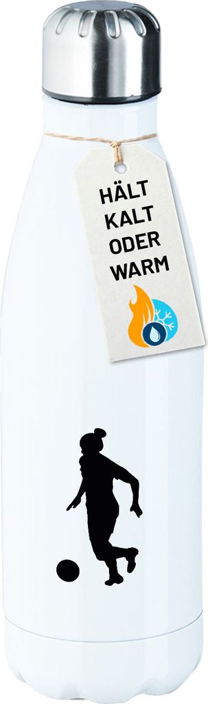 Huuraa Edelstahl-Trinkflasche Soccer Fußball Geschenk 500ml White Wasserflasche Soccer Präsent