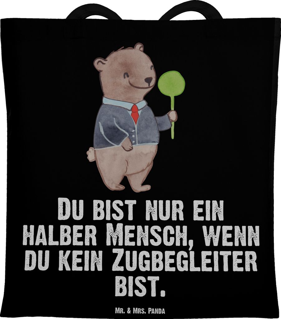 Mr. & Mrs. Panda Schultasche Zugbegleiter Herz - Schwarz - Geschenk, Jutebeutel, Tote Bag, Beutel, Tasche, Shopping