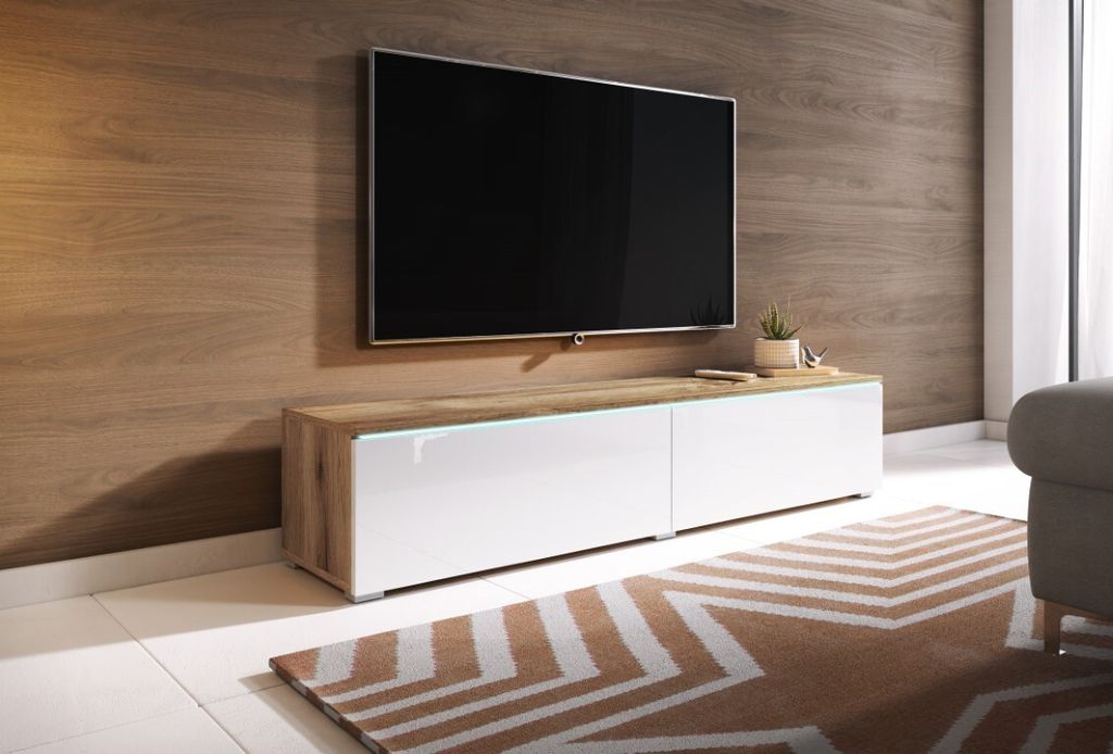 MINIO go for it, TV-Schrank "DONNA", 140cm, stehend, hängend, Wotan Eiche/Weiss Glanz