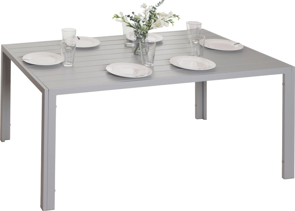 Alu-Esstisch MCW-N40, Tisch Bistrotisch Gartentisch Balkontisch, wetterfest 140x80cm hellgrau