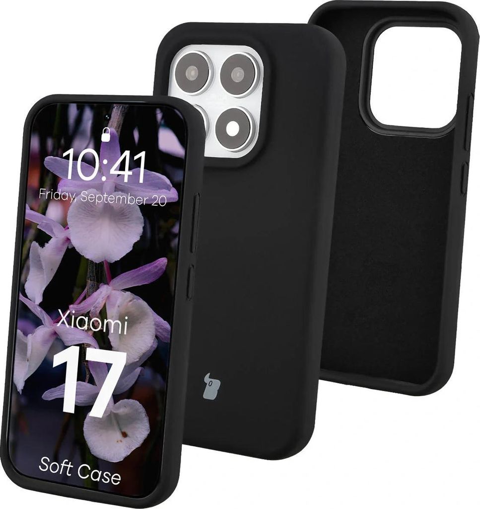 Silikon Handyhülle für Xiaomi 17, Bizon Soft Case, Schwarz