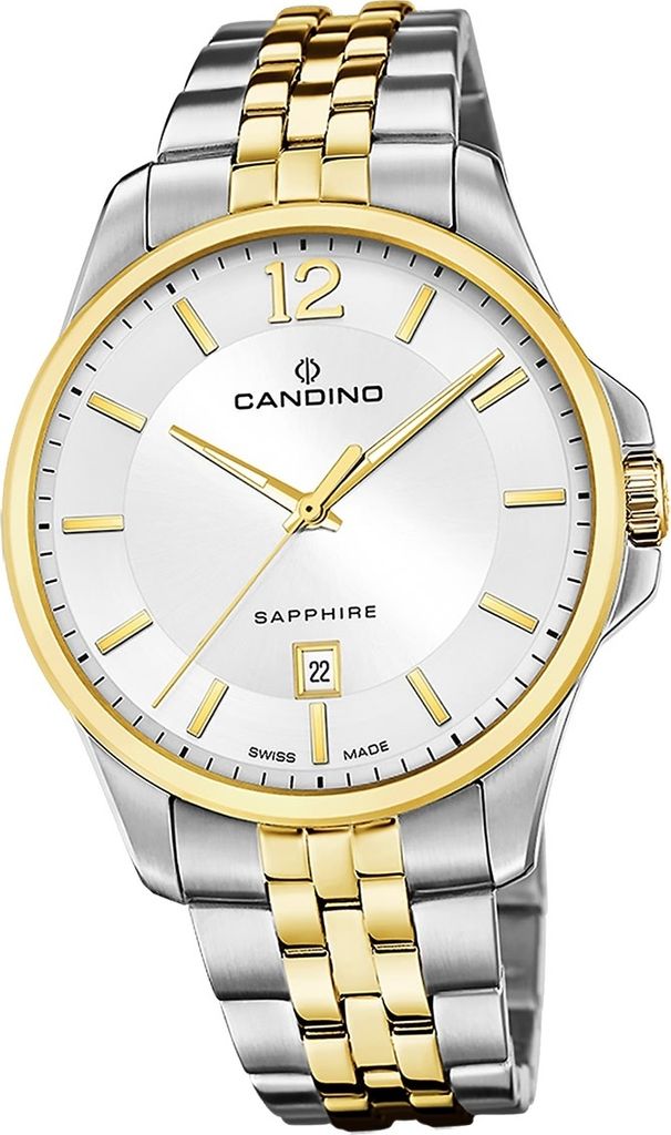 Candino Edelstahl Herren Uhr Analog Casual Armbanduhr silber gold Classic D2UC4763/1