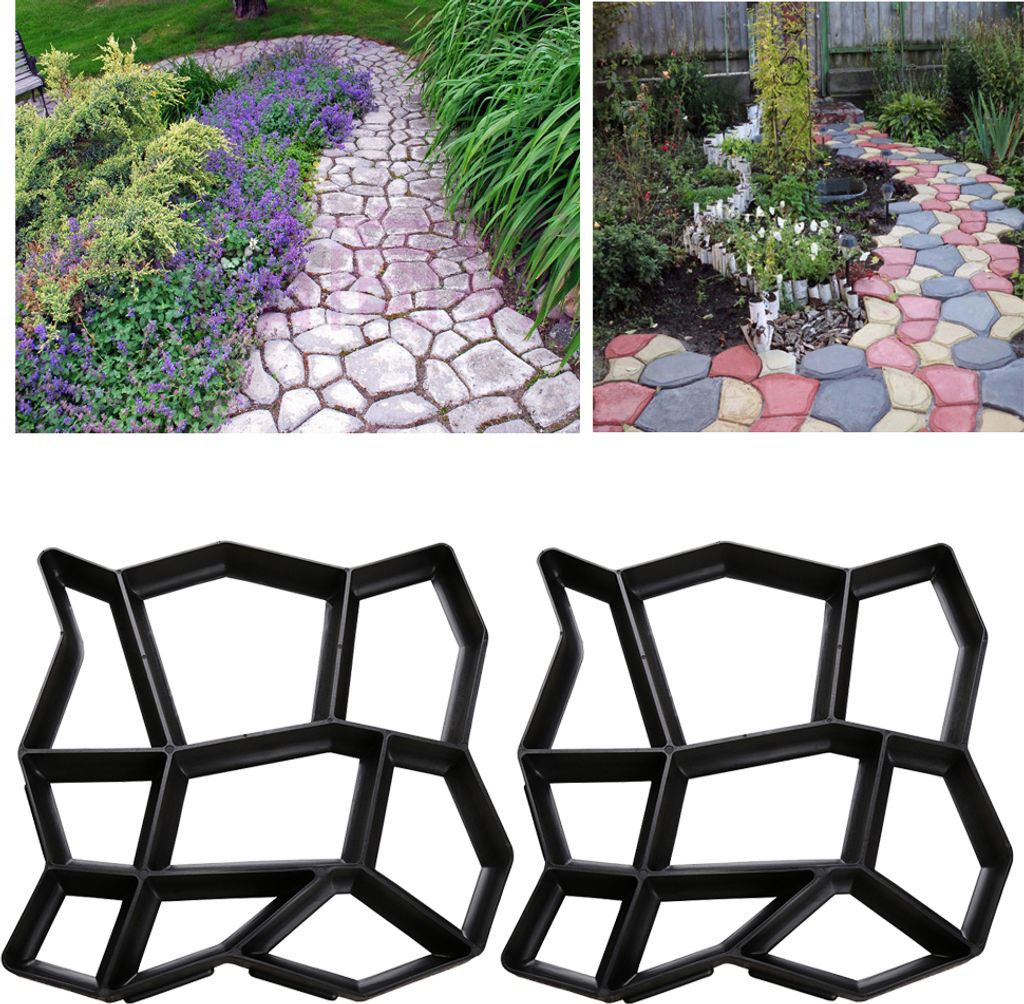 TolleTour 2 Stk. Pflasterform 43*43*4 CM, Betonform DIY Gießform, aus Kunststoff, für Gehwegen Terrasse Garten Gehweg