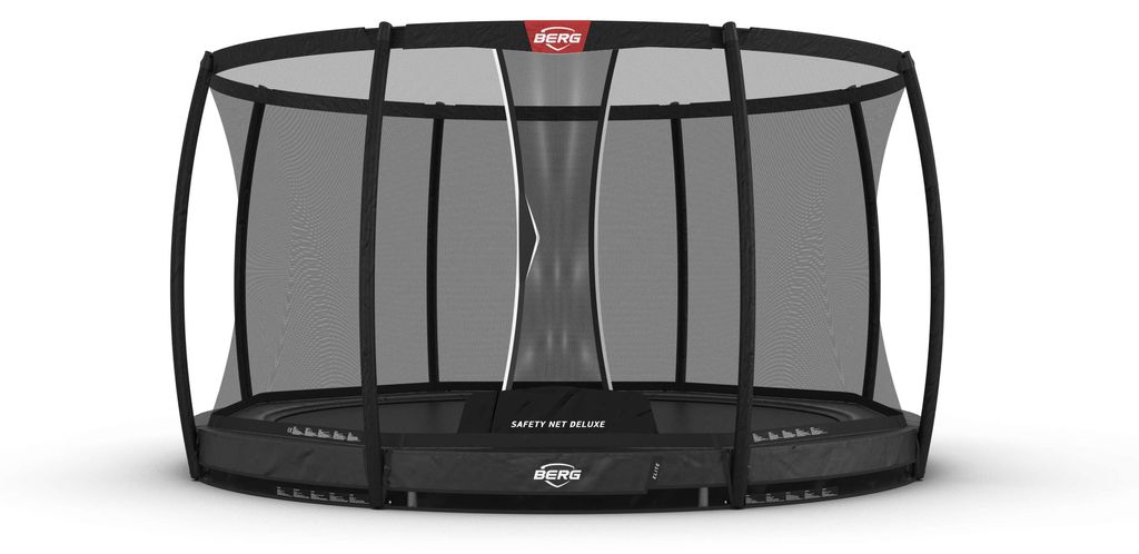 BERG Elite InGround Trampolin 380 Grau mit Sicherheitsnetz Deluxe