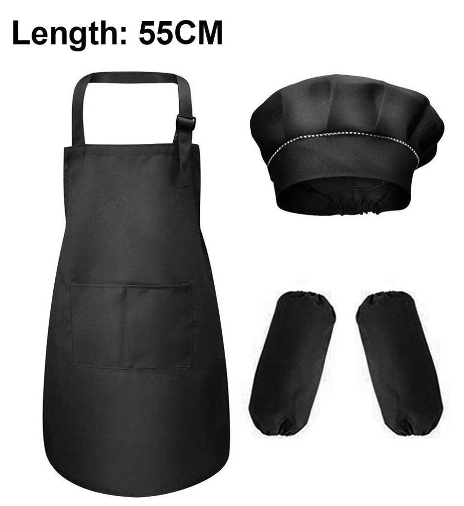 Set Kinderschürze und -mütze mit Ärmeln, Kochschürze für Kinder zum Kochen, Backen, Malen, Malen im Kindergarten