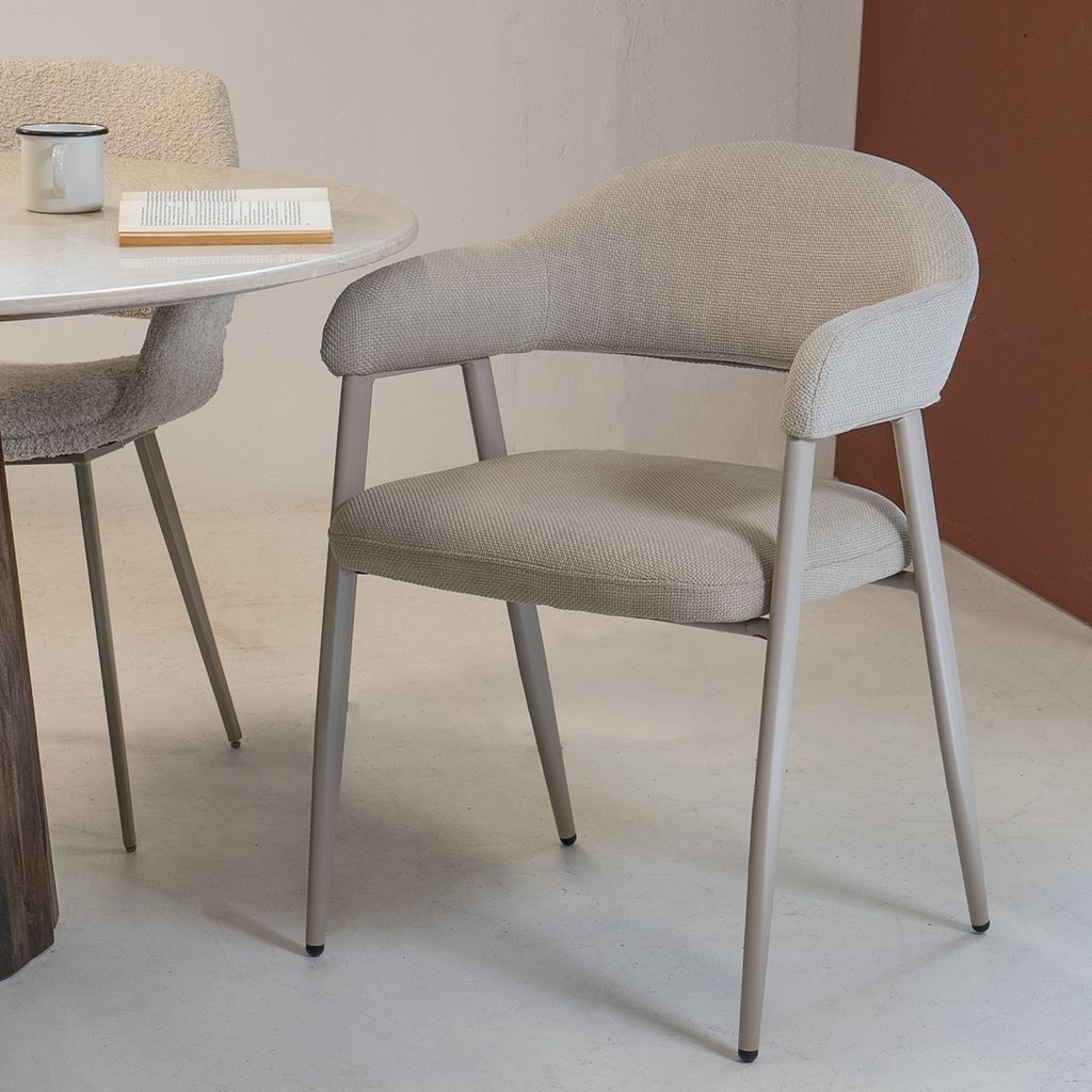 Esszimmerstuhl Beige - Stoff - Esszimmerstuhl Linde - Giga Meubel