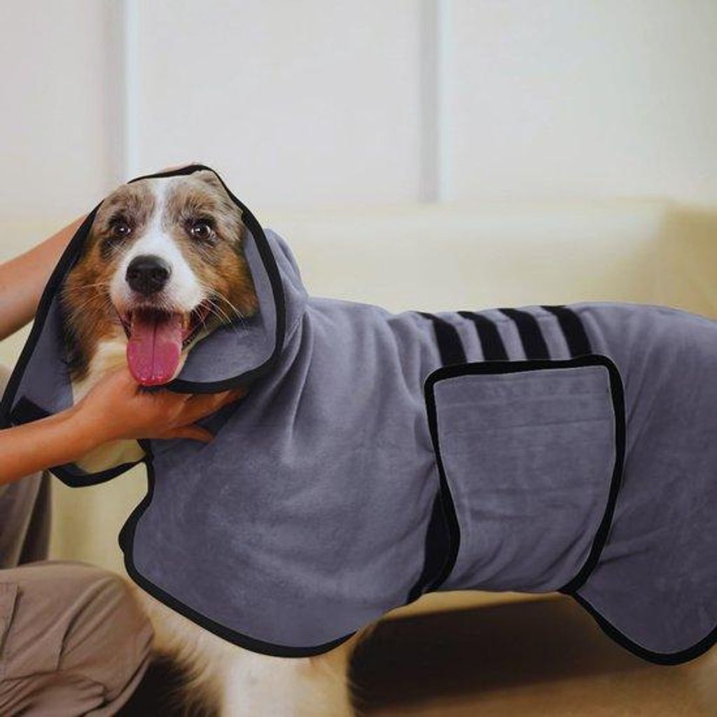 Trockenrasierende Hundebademantel – Schnell trocknende Mikrofaser Jacke für Haustiere