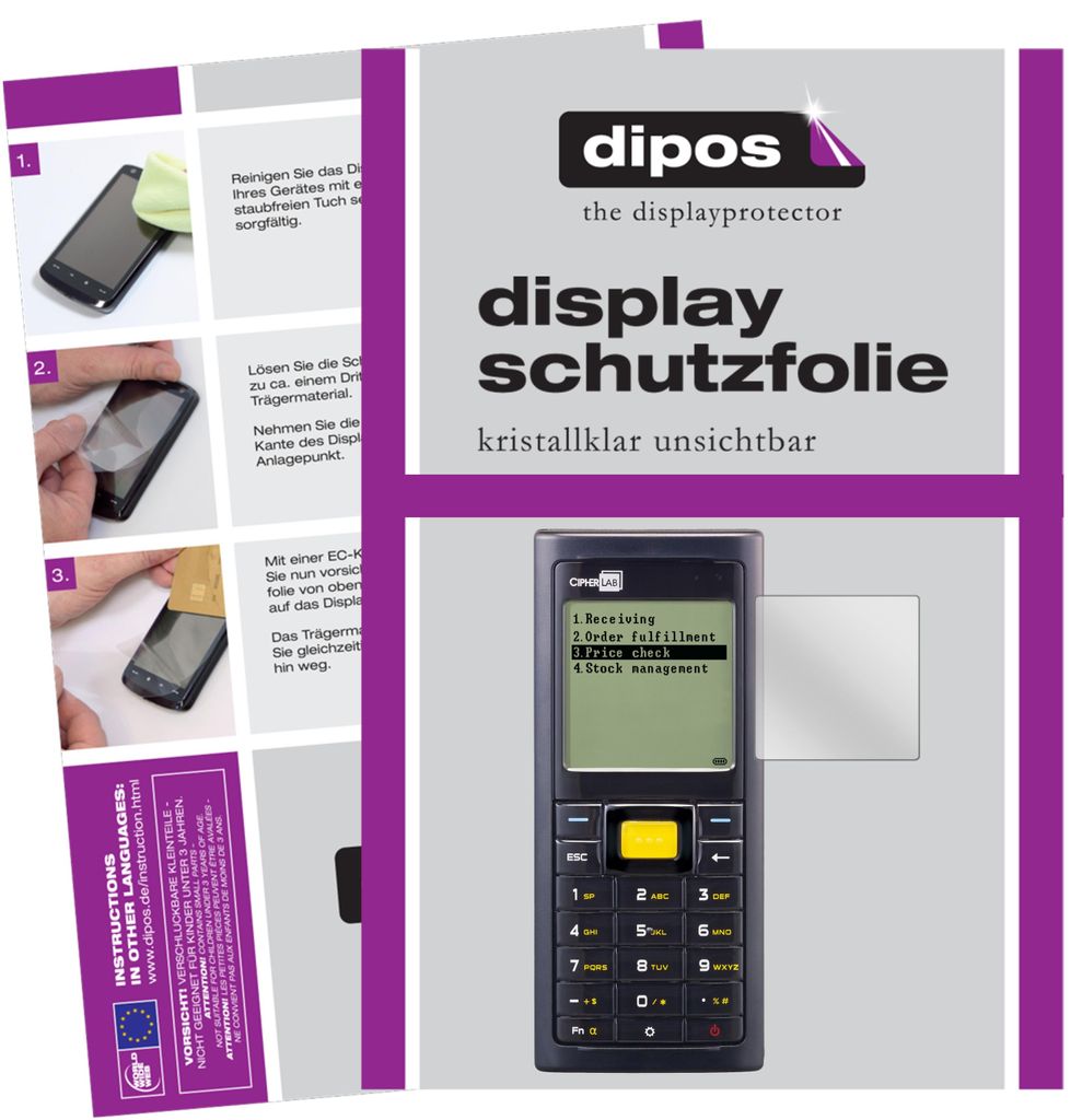 2x Schutzfolie für Cipherlab 8230 klar Displayschutzfolie Folie Display Schutz