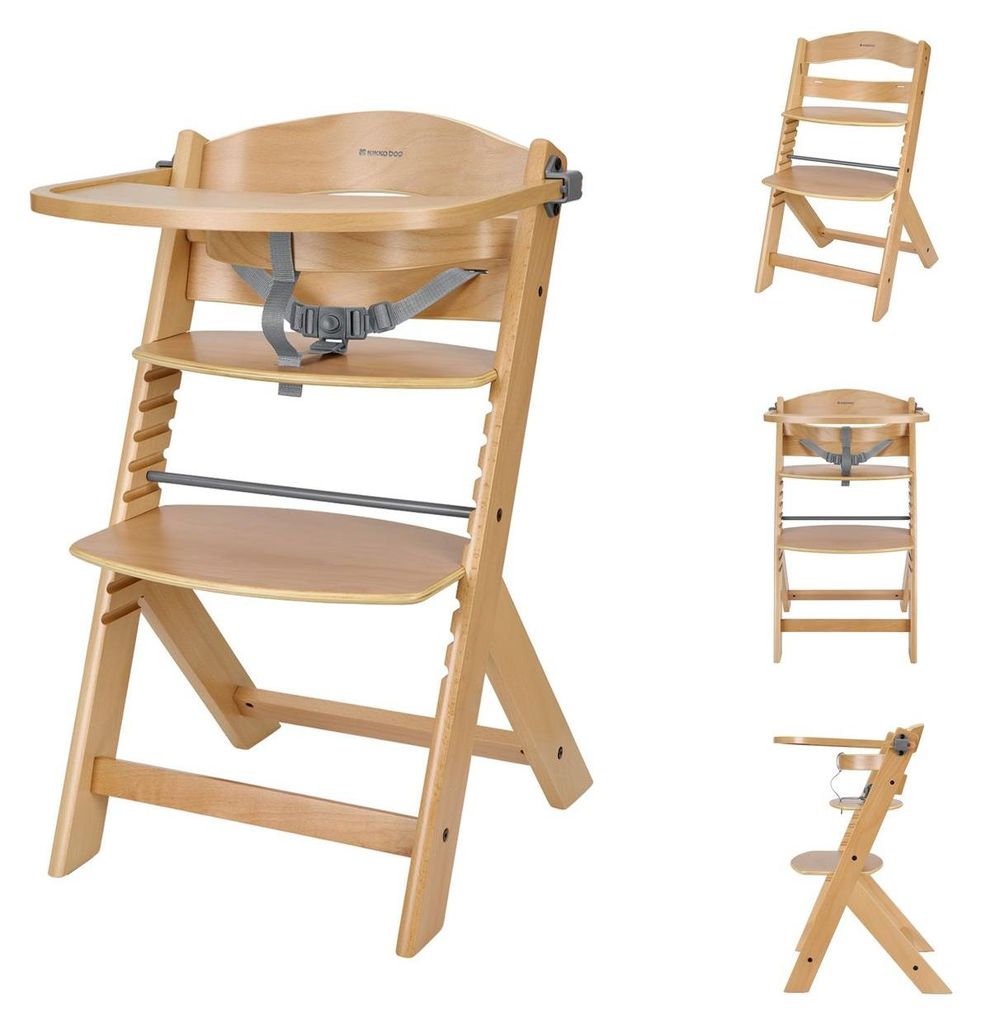 Kikka boo Kinderhochstuhl Nordy Holz Kinderstuhl Fußstütze verstellbarer Sitz braun