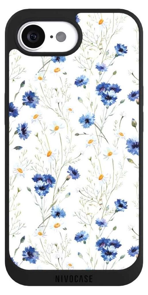 NIVOCASE Handyhülle für Apple iPhone 16e Hülle NIVOpure Case Schwarz Blume Blumen Muster