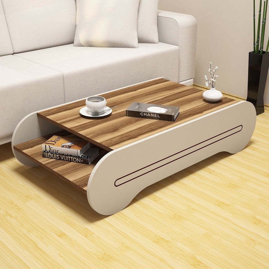 Skye Decor, Cool - Walnut, Cream, Couchtisch, Nussbaum, 100 % MELAMINBESCHICHTETE SPANPLATTEN, 120 x 63,6 x 30 cm