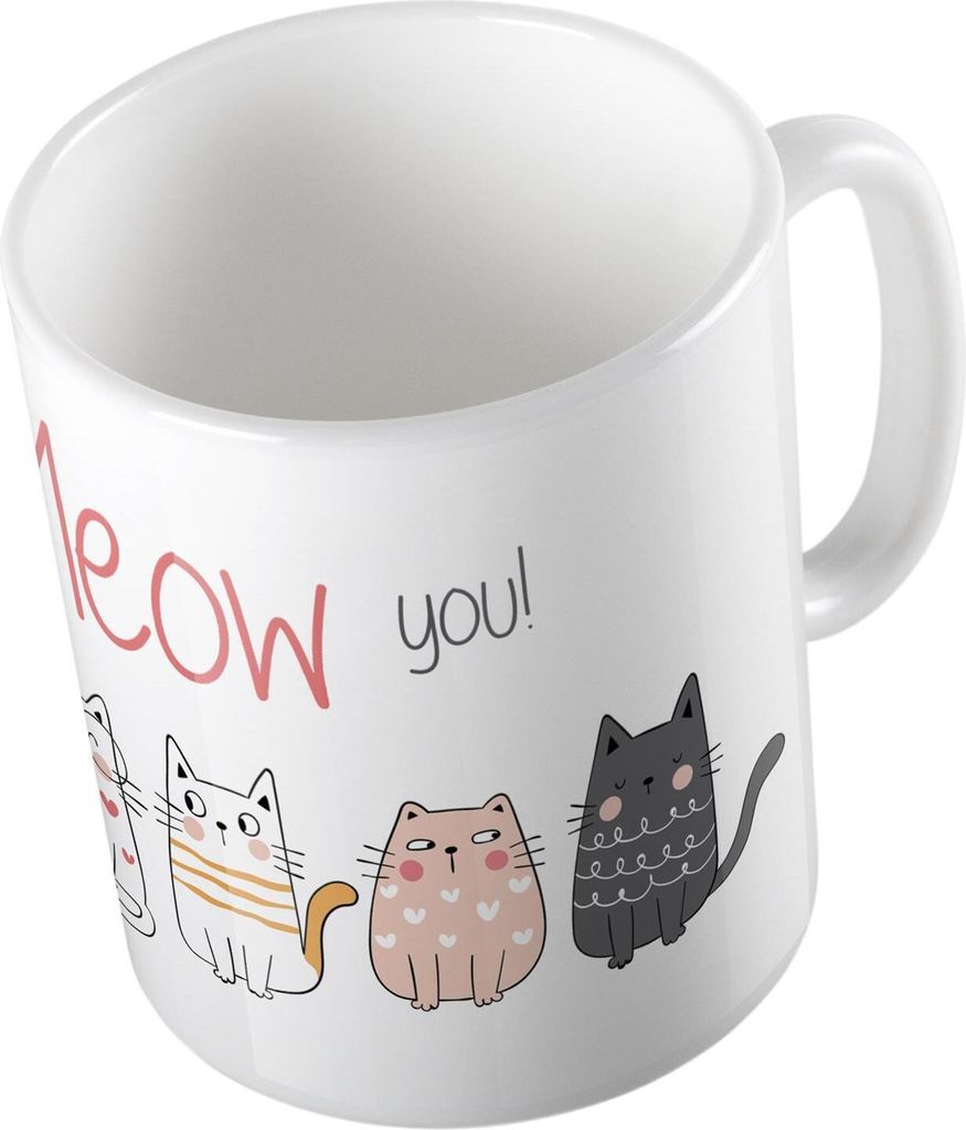 Huuraa Kaffeetasse I really Meow you Katzen Geschenk Tasse Weiß 330ml I really Meow you Katzen Präsent