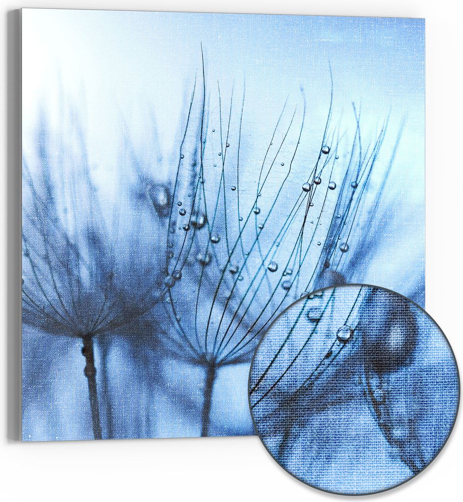 DEQORI Hybrid Leinwand Bild 30x30 cm 'Pusteblumenperlen' Wandbild Glas flach modern
