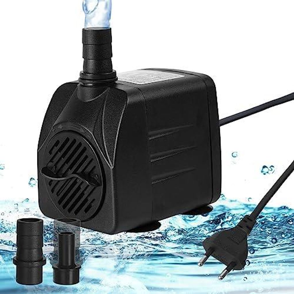 flintronic Mini Wasserpumpen(600L/H, 10W), Ultra Leise Aquarium Pumpe mit Hohem Hub, Aquarium Pumpe Klein, Brunnenpumpe mit 1,4 m Netzkabel, 2 Düs...