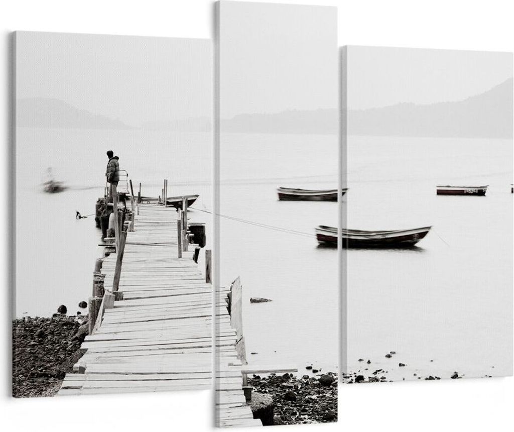 Bild auf Leinwand - Leinwandbild - Fußgängerbrücke See hongkong - 95x80cm - Wand Bild - Wanddeko - Leinwanddruck - Bilder - Kunstdruck - Wanddek...