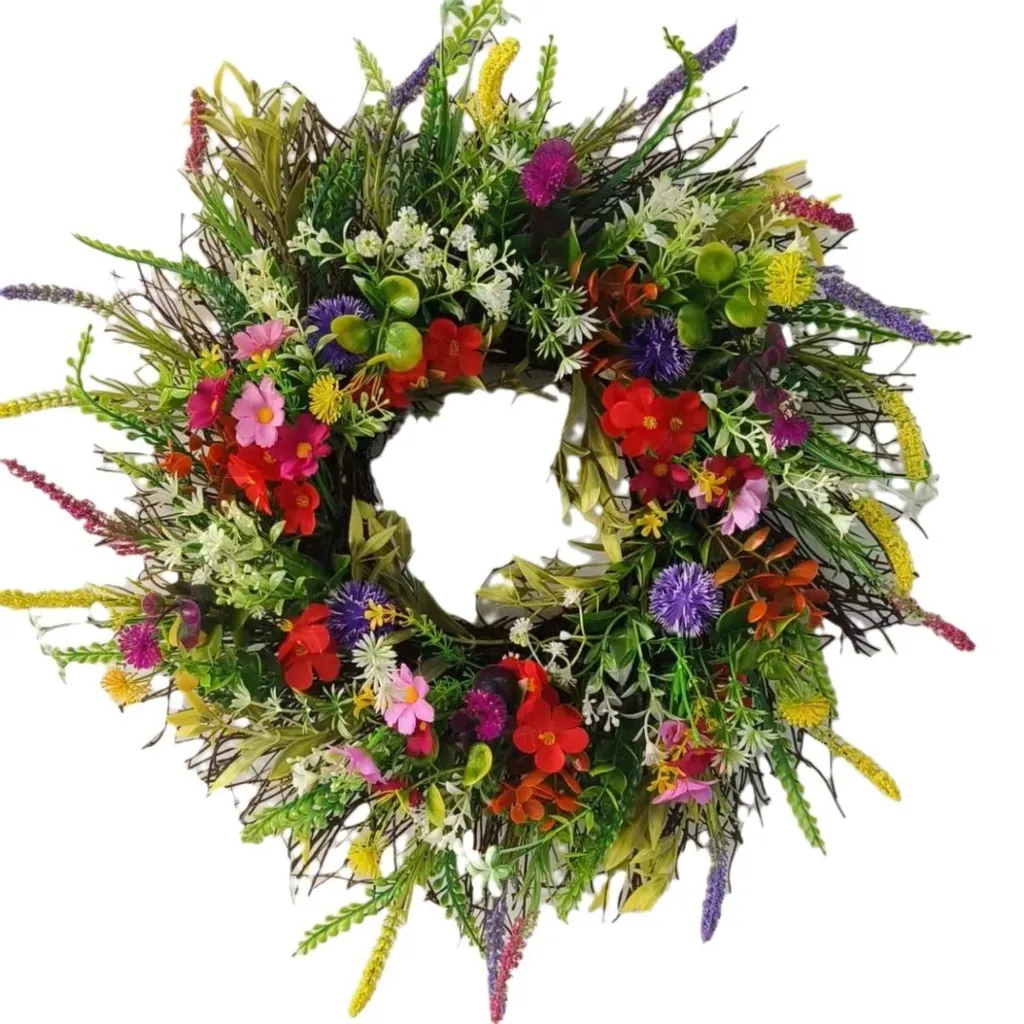 INF Couronne florale 35cm en polyester et polyuréthane multicolore