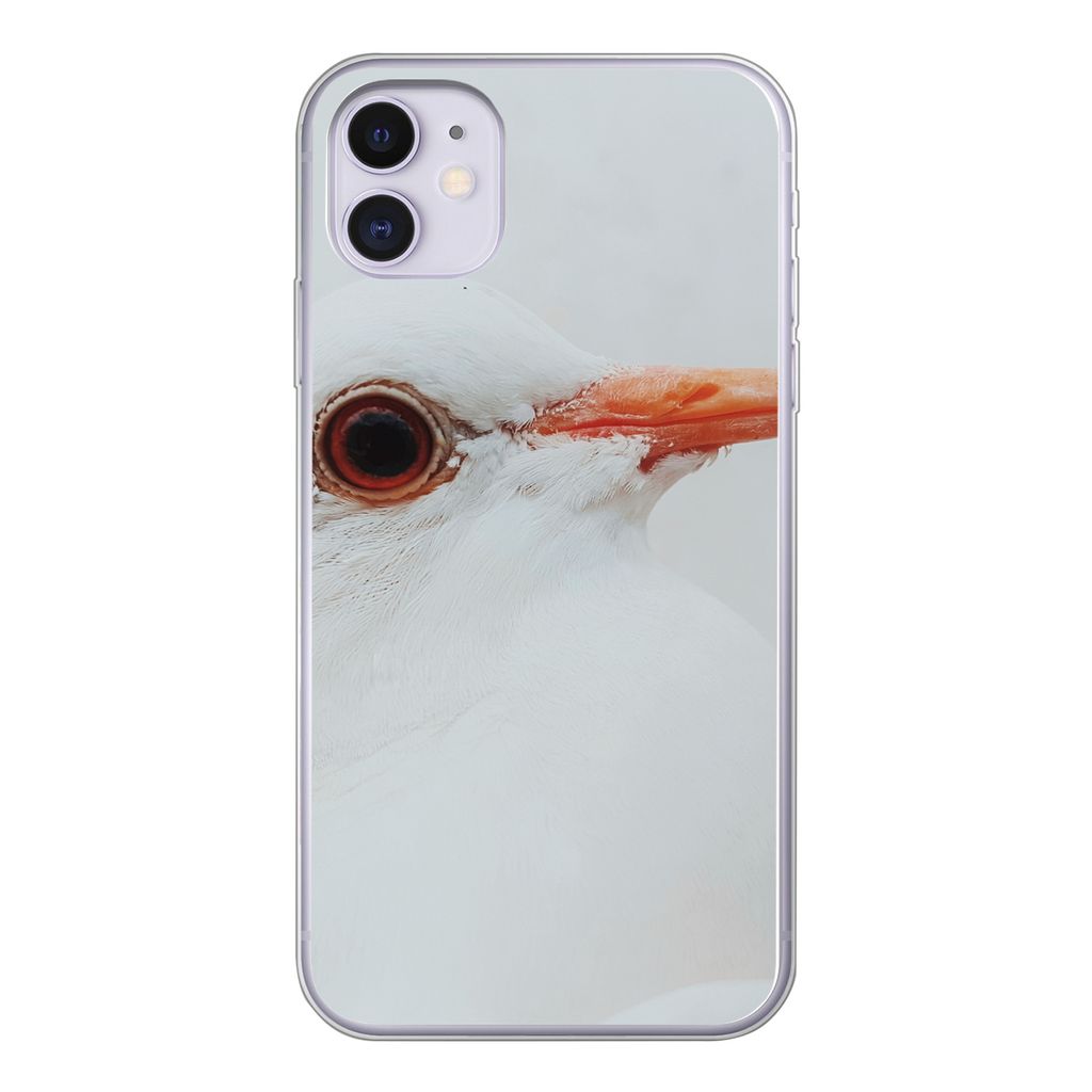 MuchoWow Handyhülle Schutzhülle Hülle für iPhone 11 Nahaufnahme einer weißen Taube Silikon Softcase Handy Hülle - Handytasche