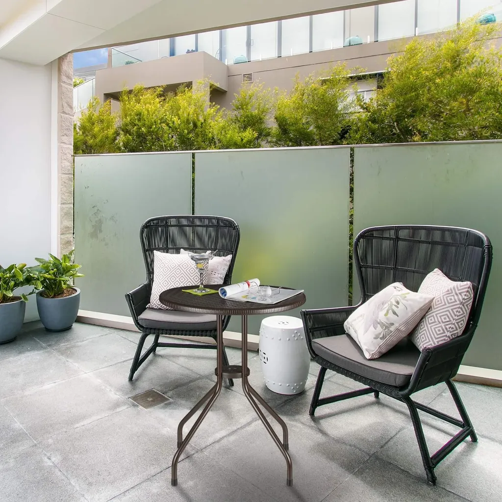 Table de jardin ronde marron résistante aux UV et intempéries - 4p - 2