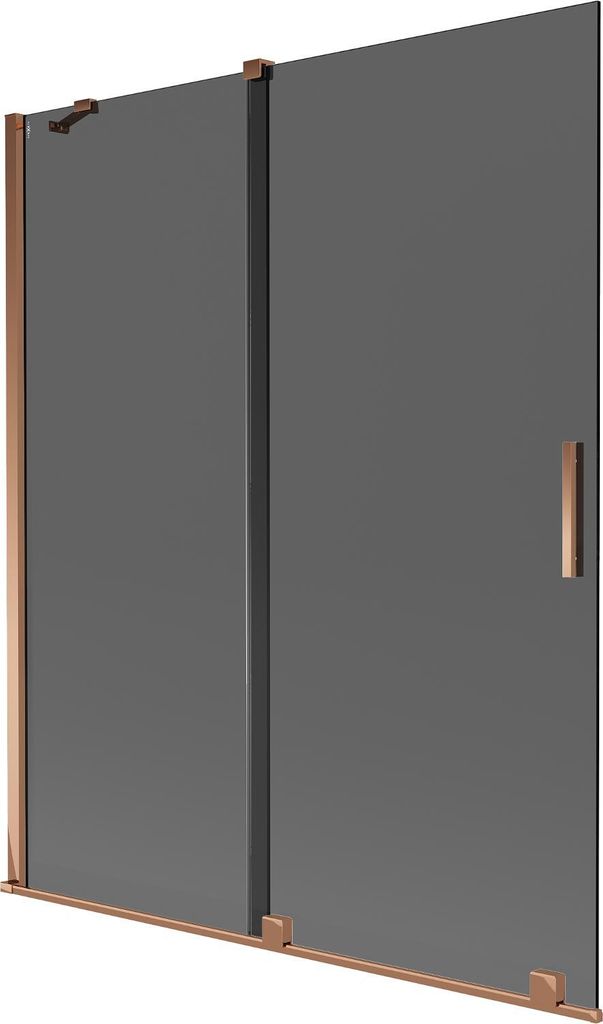 Mexen Velar 2-flügelige, verschiebbare Badewannenabtrennung 140 x 150 cm, grafit, Roségold - 896-140-000-41-60