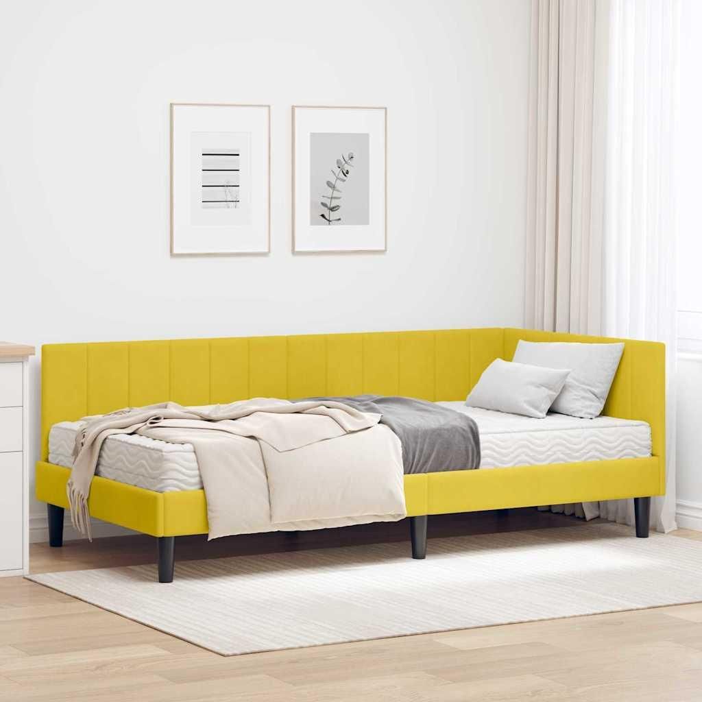 "Schlussverkauf" EckBettgestell - für 1 Person - mit Matratze - mit Matratze - 2 pcs - Gelb Samt C916