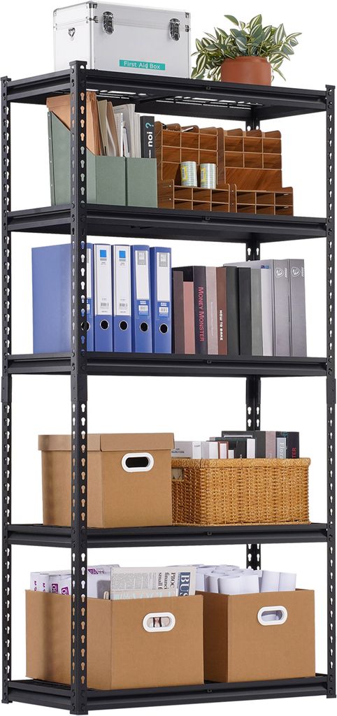 VEVOR Lagerregale, 907 kg, 5-stufiges Schwerlastregal für die Garage, 406,4x914,4x1828,8mm, verstellbares Steckregal, Industrieregal, Allzweckrega...