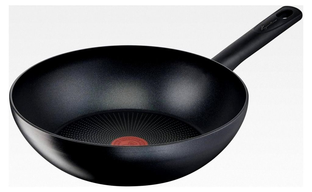 Rigenera Green Wok mit Antihaftbeschichtung aus 100 % recyceltem Aluminium Ø 28 cm, Induktionspfanne und backofenfest, mit Thermosignal-Kochanzeig...