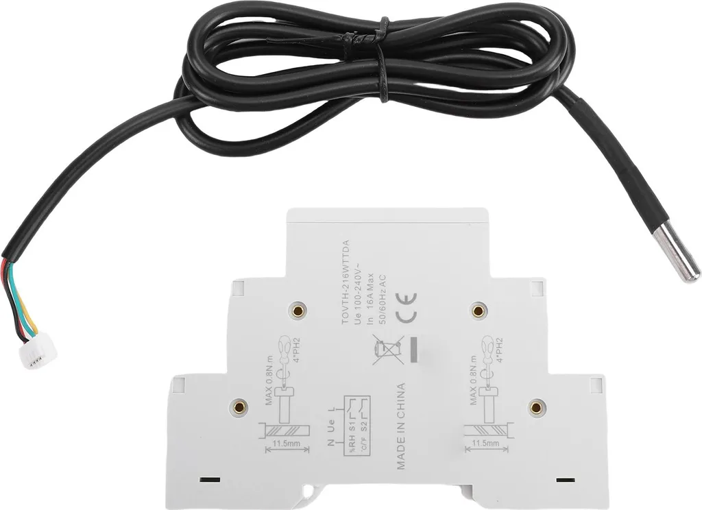Interrupteur WiFi Température et Humidité 16A Montage Rail DIN Blanc