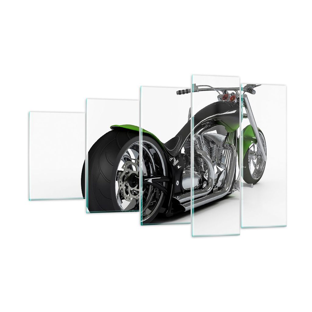 Bilder auf glas - Motorrad Chrom Schlauch Reise - 100x60cm - Glasbilder - Wandbilder - Kunstdruck - zum Aufhängen bereit - Wanddekoration aus Glas...