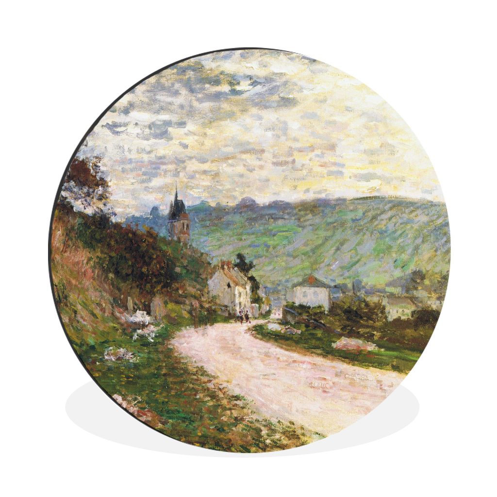 MuchoWow Aluminium Wandkreis Die Straße bei Vétheuil - Claude Monet Ø 30 cm Wanddeko Modern Wohnzimmer - Wand Bild - Wohnzimmer - Runde Bilder...