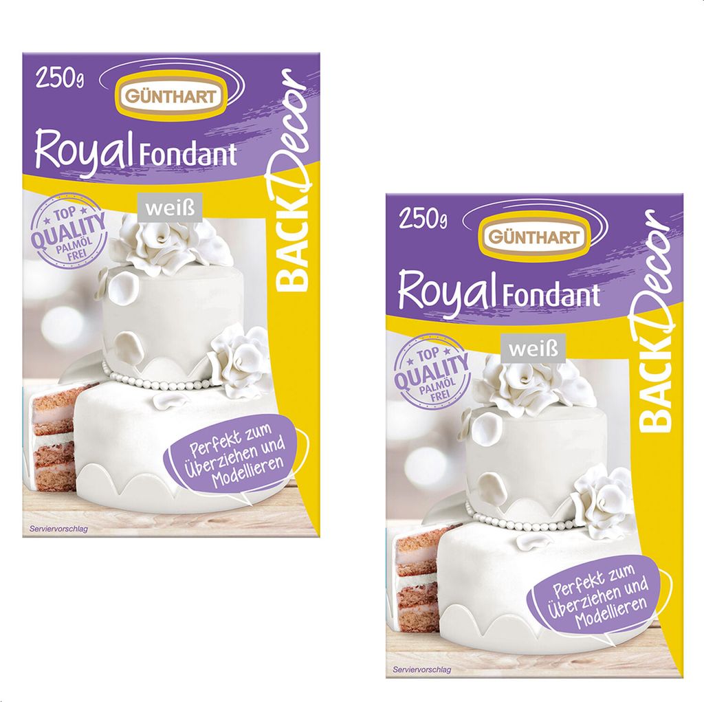 BackDecor Fondant weiß, 2 x 250 gr | 100% Vegan | Palmölfrei | Reißfest