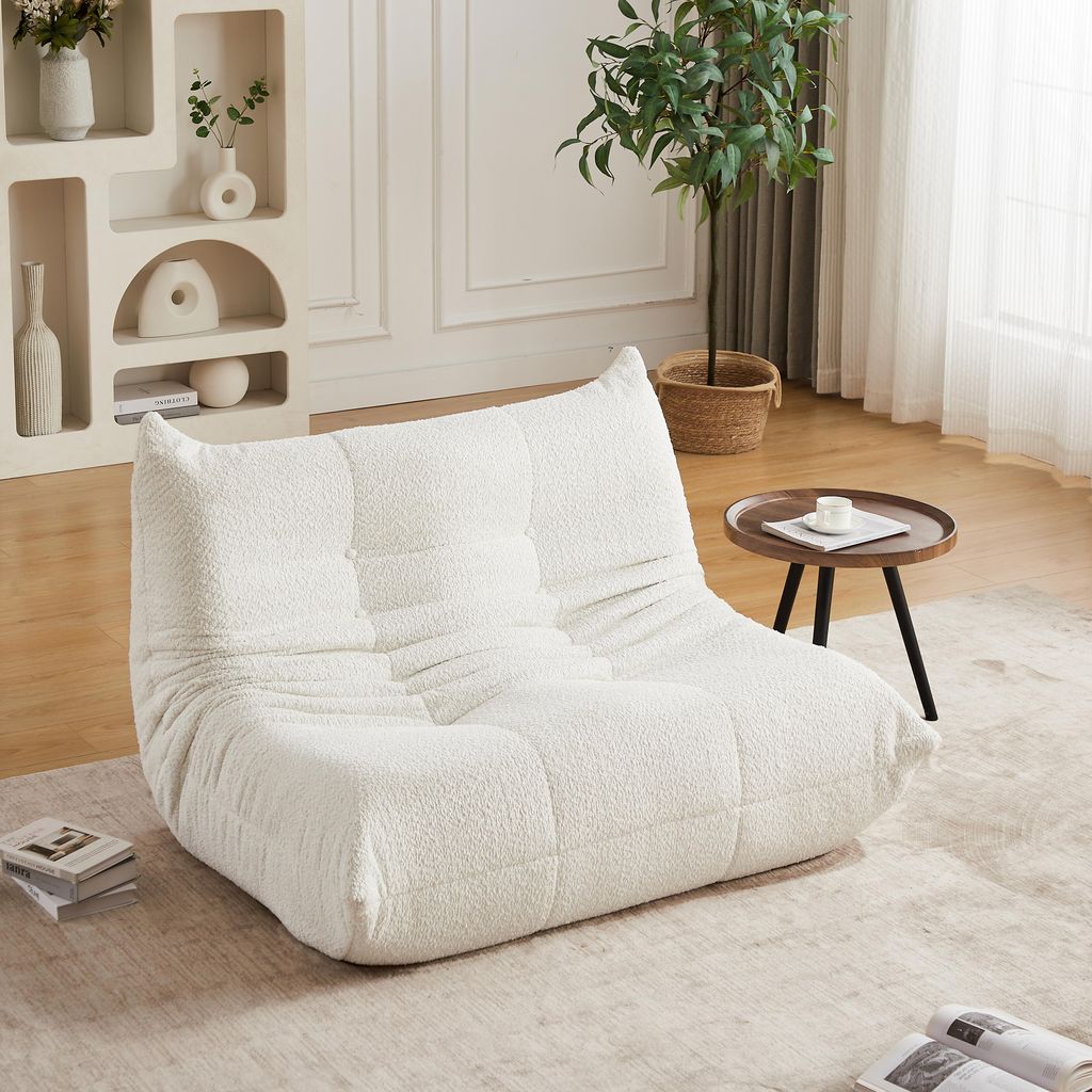 Chenille Togo Zweisitzer-Sofa, armloser Boden-Loungesessel mit Memory Schaum, Sitzsack fš¹r Wohnzimmer Schlafzimmer Gaming Bš¹ro