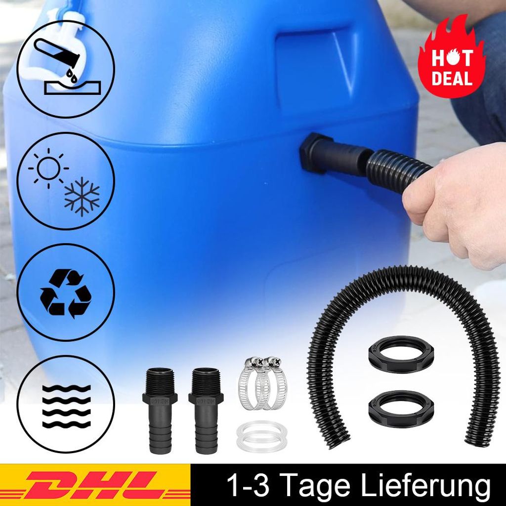 Regentonnen Verbinder Set,32mm Regentonnendurchführung Regentonnen Verbindungsset