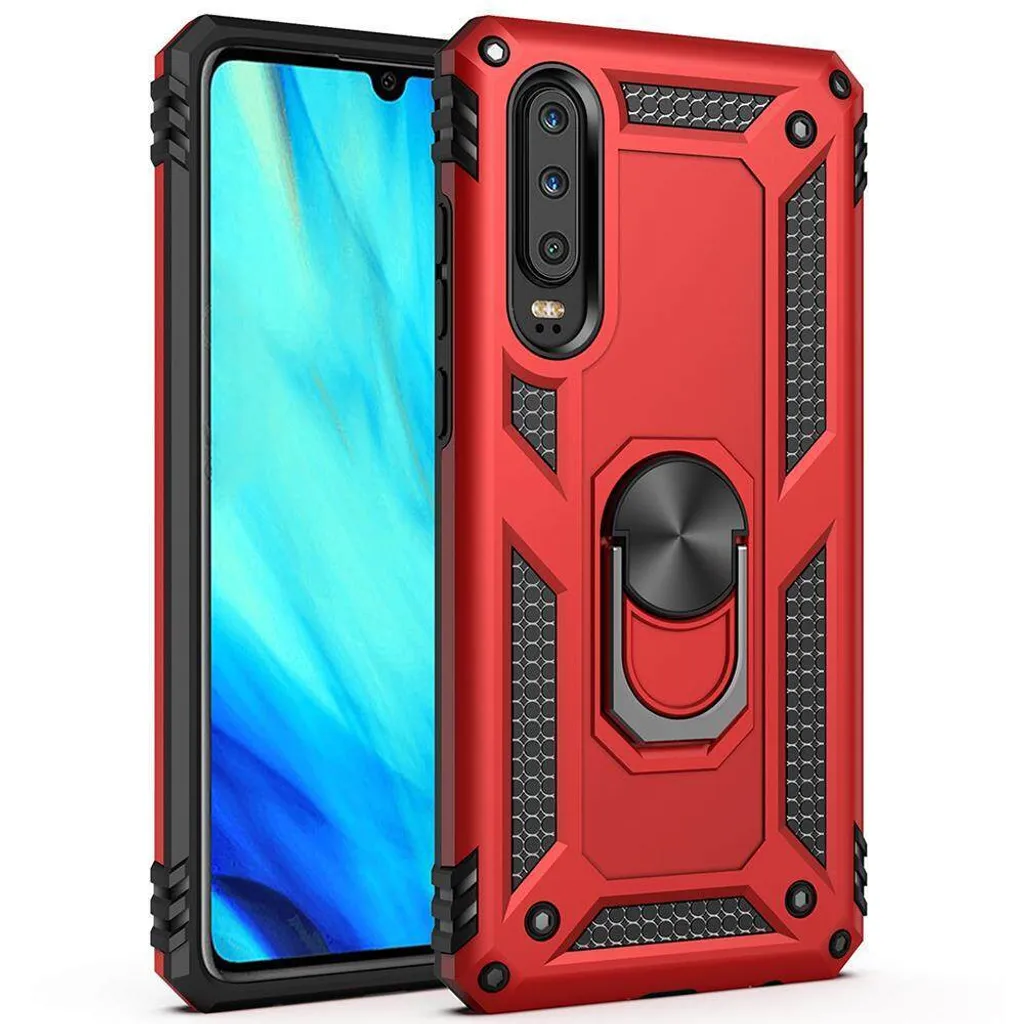 Huawei P30 Pro Custodia Rossa Antiurto - Protezione Dual Layer con Anello