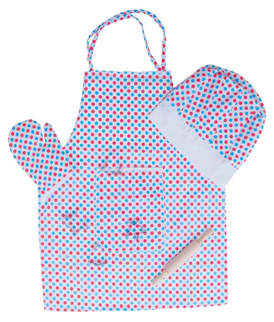 Bigjigs Toys Kochset mit Schürze mit Polka Dots