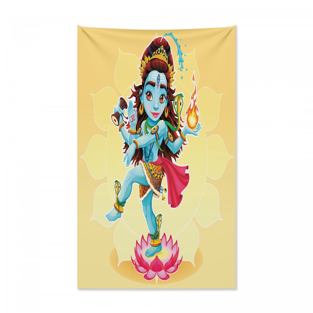 Abakuhaus Zen Wandteppich und Tagesdecke, Cartoon östlichen Figur aus Weiches Mikrofaser Stoff Kein Verblassen Klare Farben Waschbar, 140 x 230 cm...