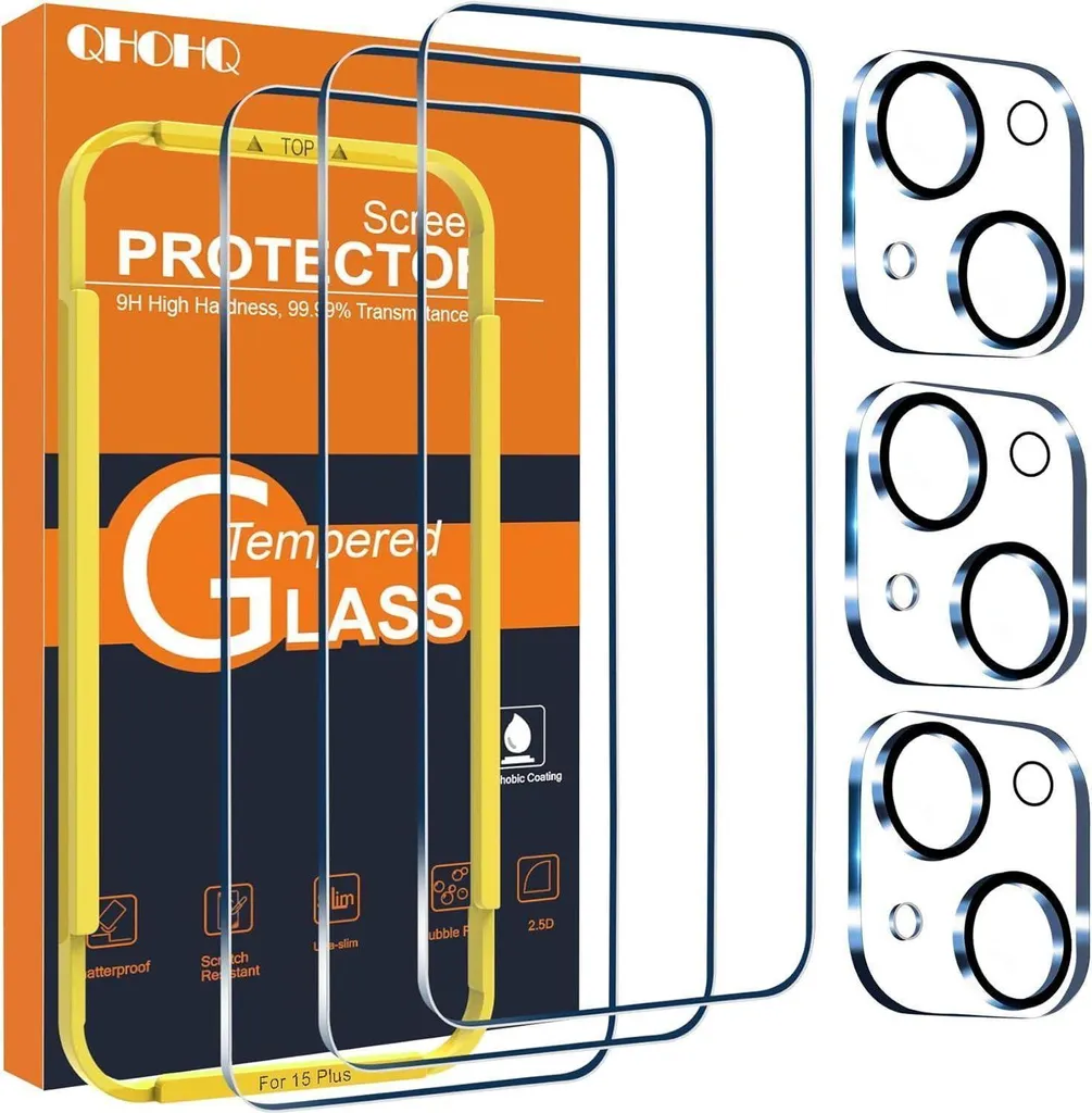 Protection Écran iPhone 15 Plus pour Usage Intensif - Pack de 3 Verres